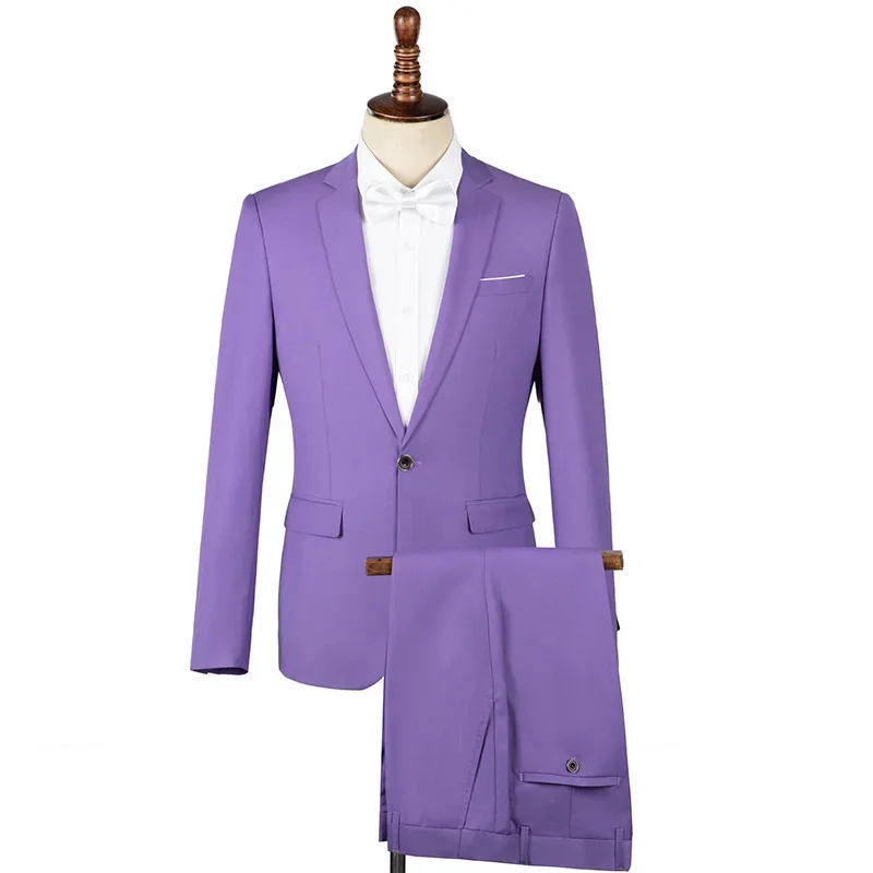 

2023 New Violet Men's Suit Set Dress Best Man Host Stage Adult Chorus Performance Dress Large Men's Formal Dress