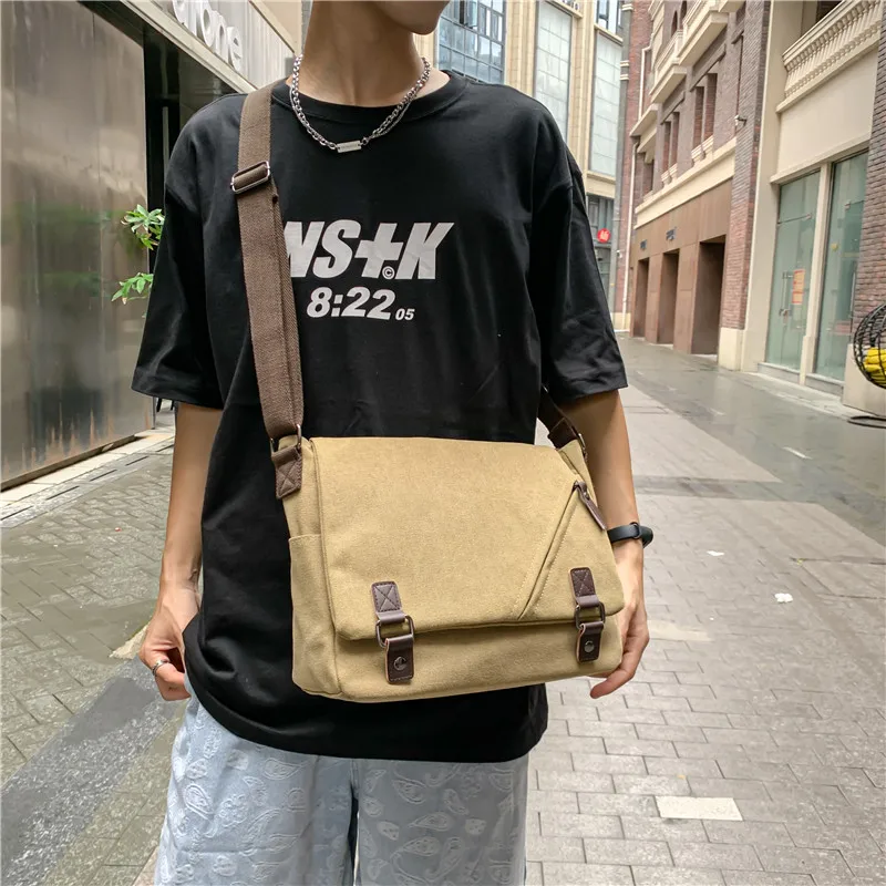 Men Briefcase Crossbody Shoulder Bags Large Male Messenger Bags Boy Canvas Bags for Travel Business Books School Casual Black