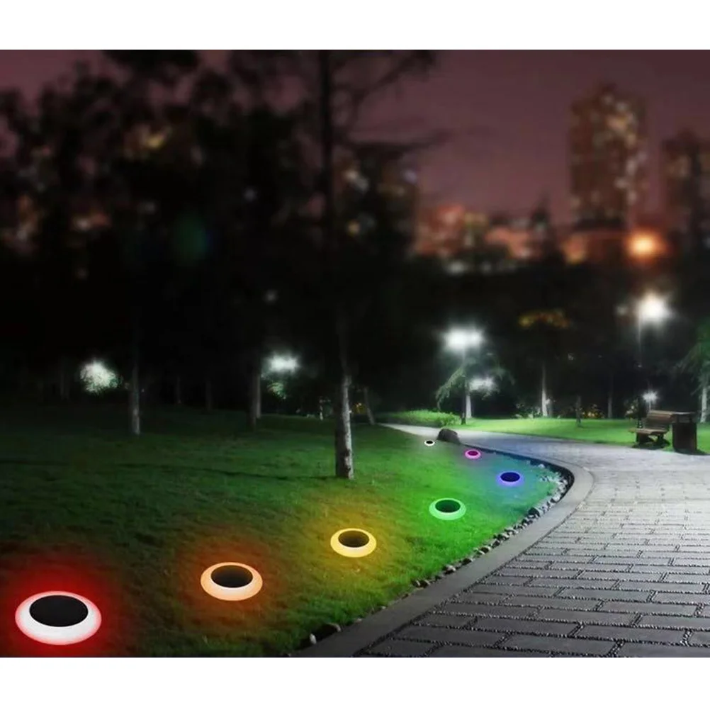 

Solar Ground Plug Rgb Colorful Lawn Solar Pathway Lamp Yard Driveway Landscape Garden Light for Outside Ground Plug Light