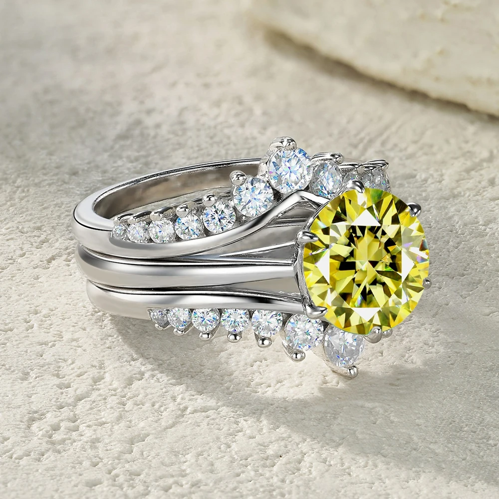 Creativity D Color all Moissanite Ring S925 Sterling Silver Stacked up Wedding Rings for Woman Anniversary Party Jewelry Gift