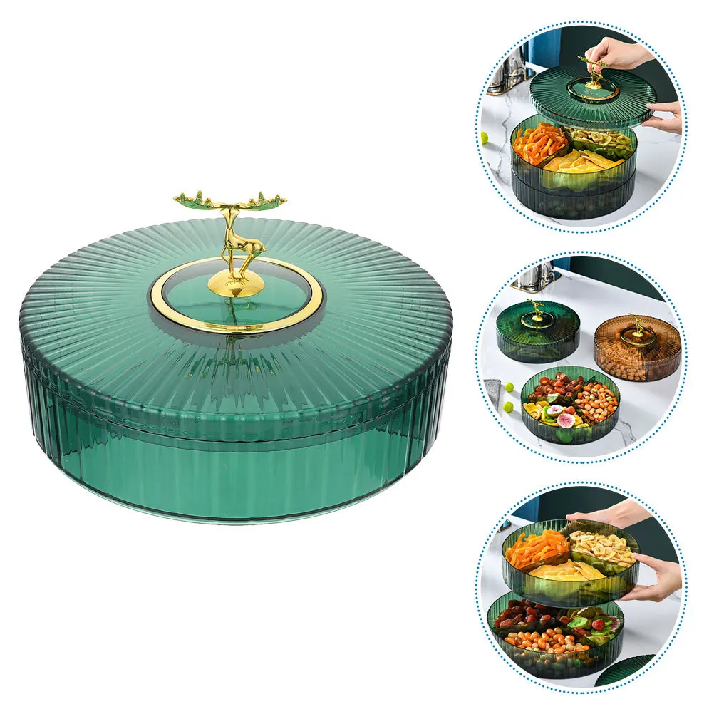 

Snack Serving Tray with Lid Food Containers Lids Fruit Storage Multi Compartment Nut Boxes
