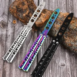 1PC Black Portable Folding Butterfly Knife Trainer Stainless Steel Pocket Practice Knife Training Tool for Outdoor Games