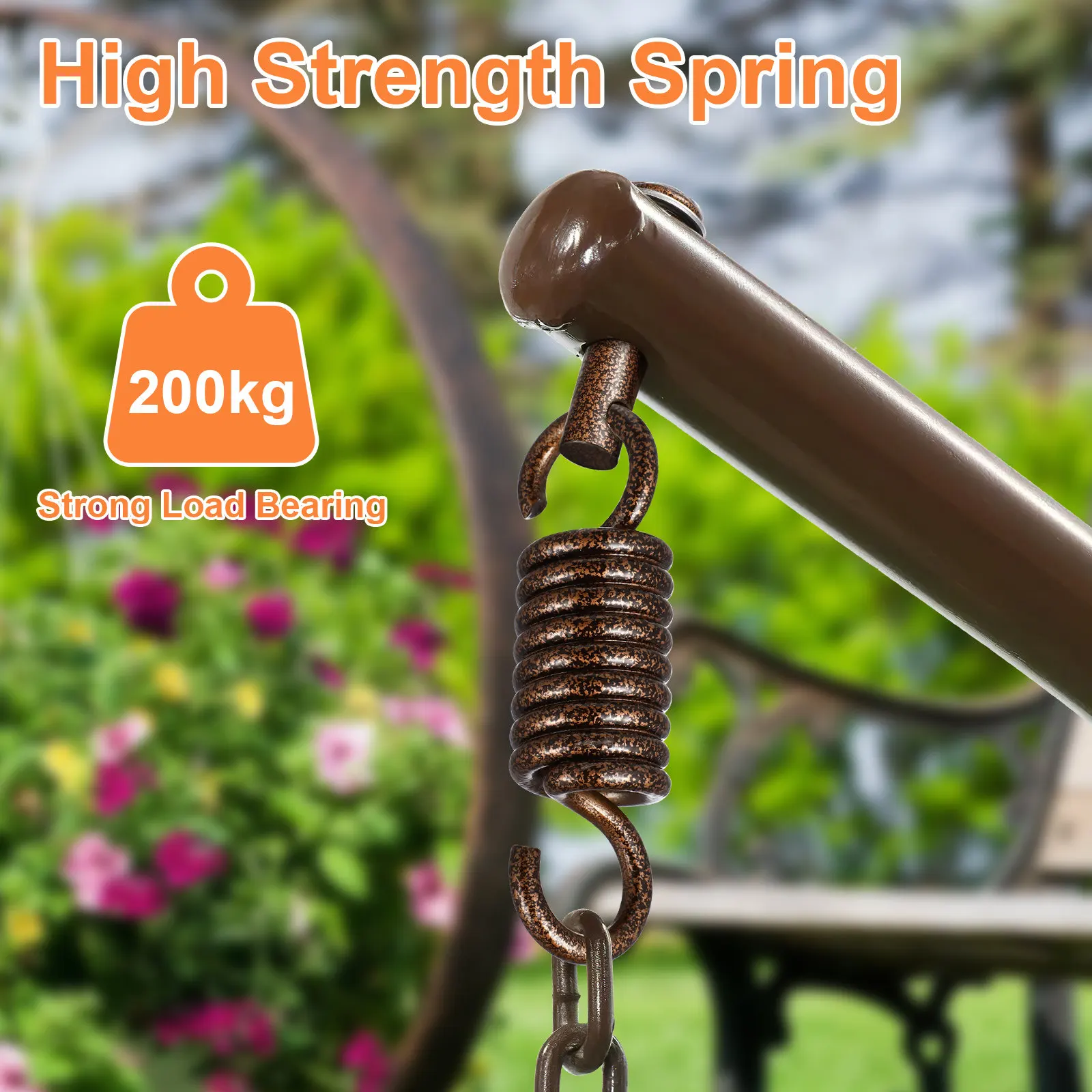 1Set Spring Hook Hammock Replacement Stainless Steel Hanging Chair Fixing Kit Heavy-Duty Mounting Hardware for Porch Swing
