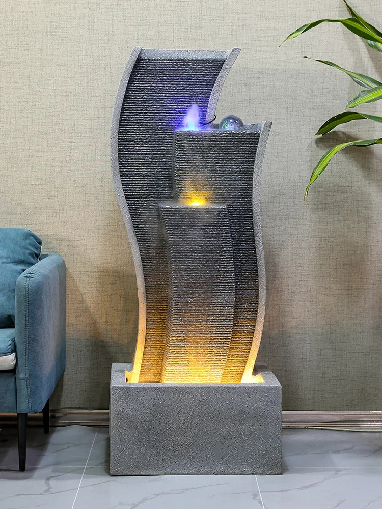 Water Curtain Wall Fountain Landscape Humidifier Office Opening Fortune Floor-Standing Decorations