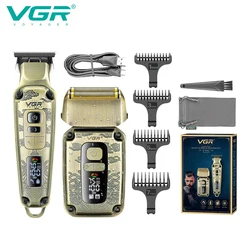 VGR 641 2 in 1 Professional Hair Trimmer Electric Shaver Set Men's Beard Trimmer Edge Hair Clipper Razor Hair Cutter Machine