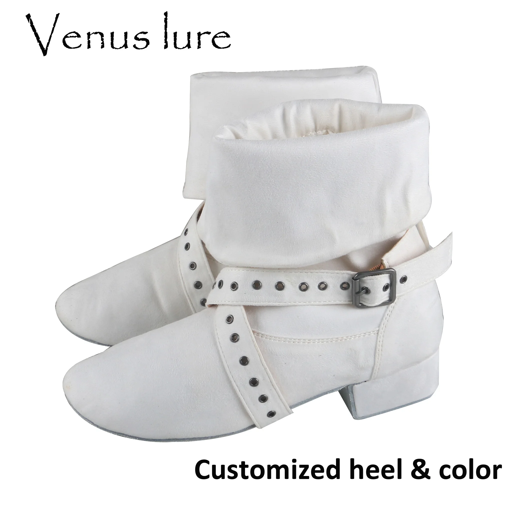 Venus-Bottes de brevà Talons Personnalisés pour Femme, Chaussures d'Hiver en Daim Blanc pour Salle de Bal, Salsa