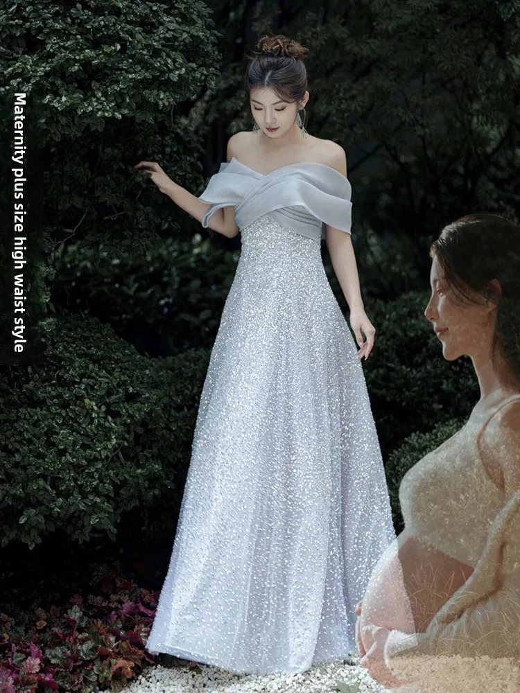 

plus Size Evening Gown One oulder Host Wedding New Bride High Waist A-Line Skirt Ele Long Dr for Various Ocns