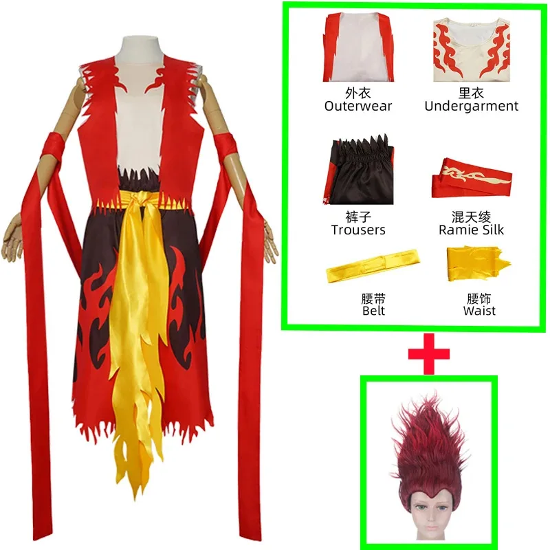 

Chinese Movie 's Demon Child Cosplay Costume Adult Kids Props Vest Pants Uniform Nezha Stage Performance Party Suitc;6,r'8;t'6,