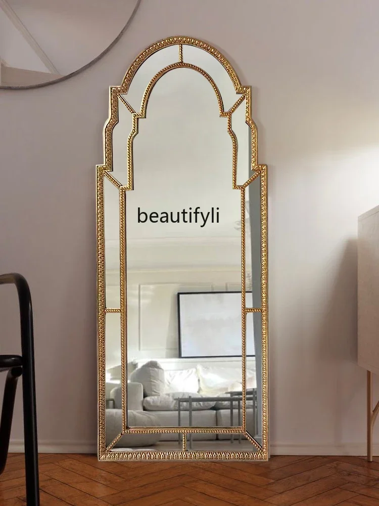 French full-length mirror retro full-body  fitting mirror wall-mounted porch wall-mounted floor-to-ceiling mirror