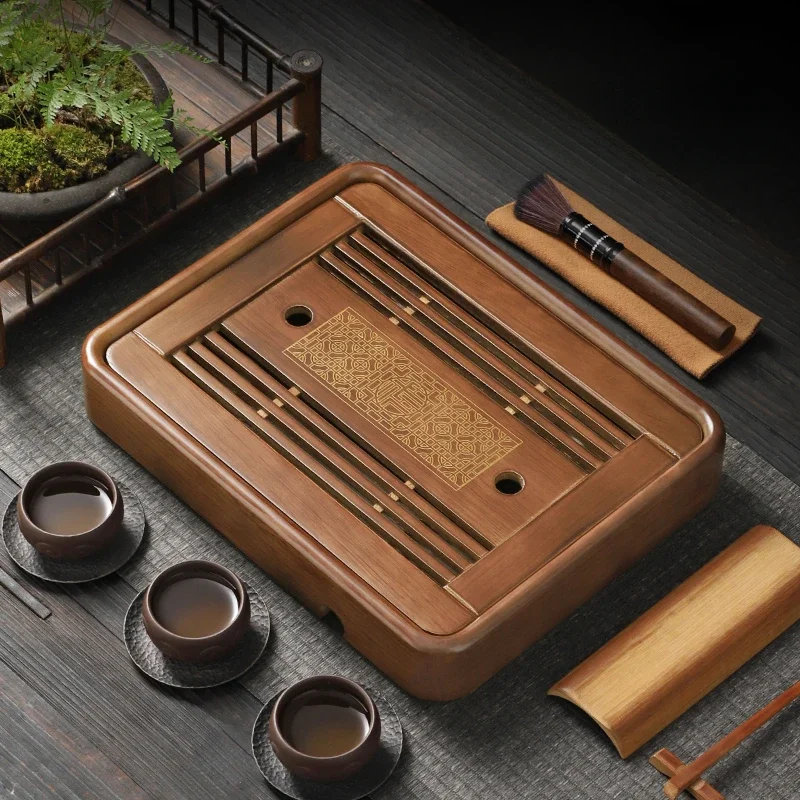 

New Chinese Style Tea Tray Wood Aesthetics Luxury Rectangle Tools Tea Tray Hospitality Service Bandeja Madera Trendy Furniture