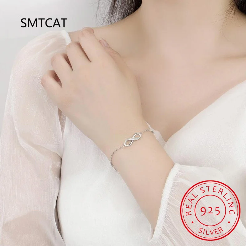 925 فضة رومانسية لانهائي الحب زركونيا ربط سلسلة سوار للنساء المشاركة الذكرى مجوهرات هدية #4