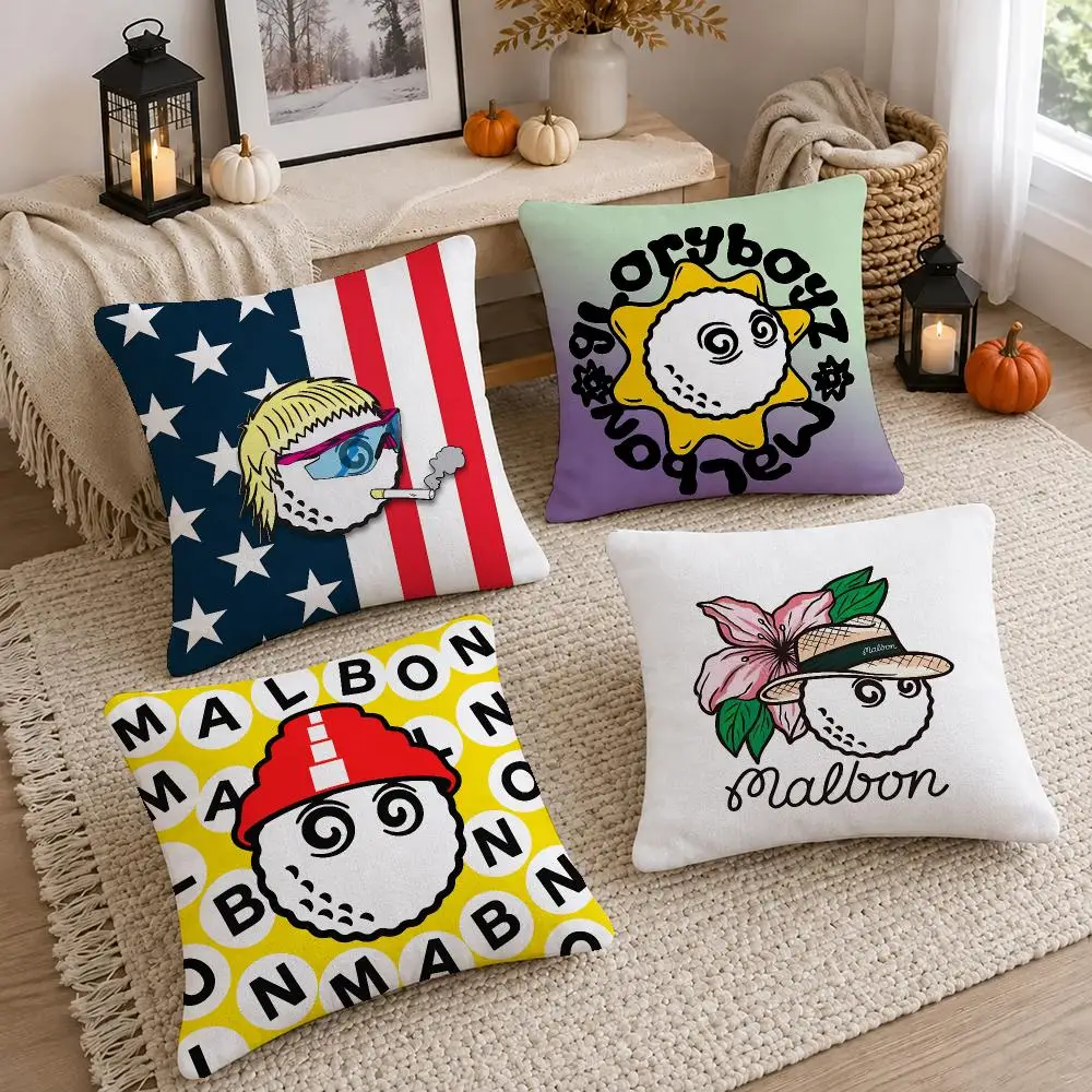 Cool Brand Malbon Golf Cushion Cover Short Plush Pillow Cover, Washable Wrinkle-Resistant for Sofa Bedroom Decor Gift