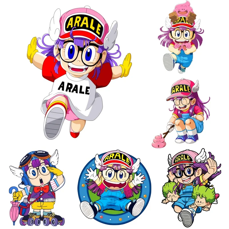 Parches de dibujos animados de Anime Arale Dr Slump para ropa, pegatinas de vinilo térmico de transferencia de calor, camiseta DIY, apliques para planchar para mujeres