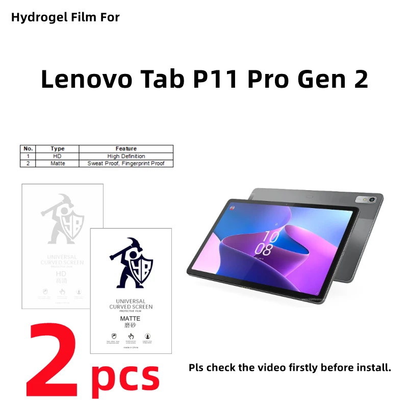 

Гидрогелевая пленка HD для Lenovo Tab P11 Pro Gen 2, матовая защитная пленка для экрана Lenovo Tab P11 Pro (2-го поколения), прозрачная/матовая пленка, 2 шт.