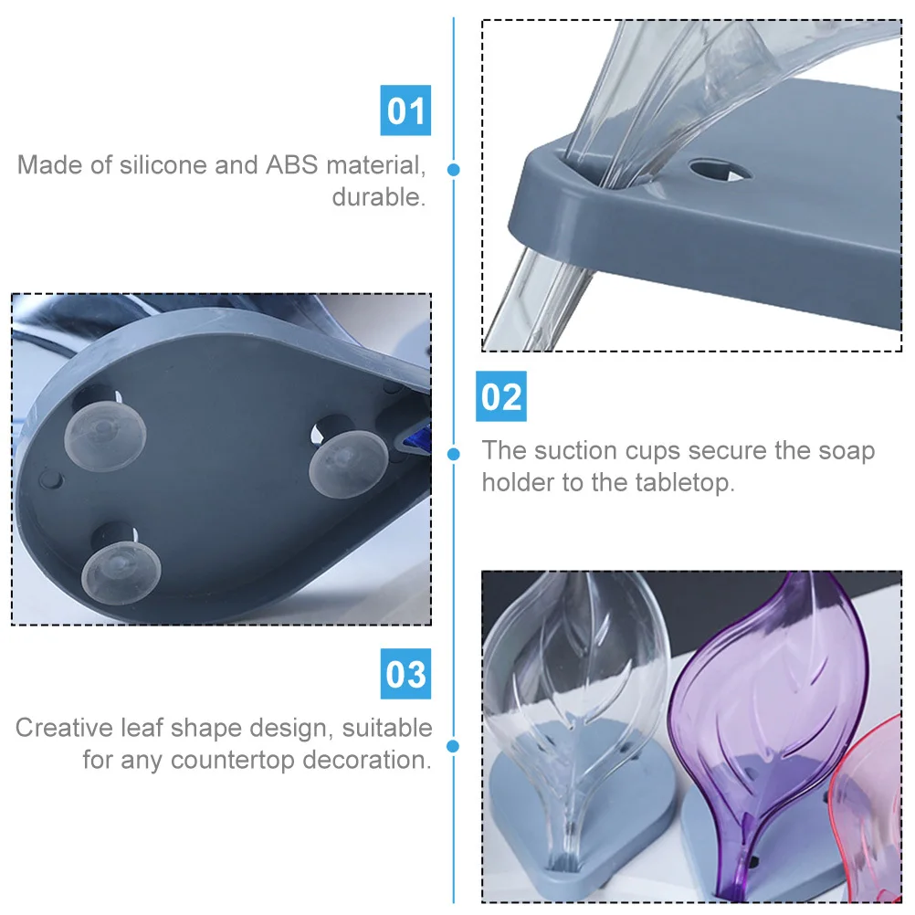 

6Pcs Leaf Shaped Soap Holder Suction Mount Drainable Soap Dishes for Bathroom Shower Tub Sink Storage Organizer Home Kitchen