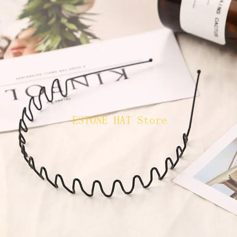 

49MF женский унисекс металлический ободок для волос из металлического сплава, эластичный обруч для волос цвета металлик, волна I