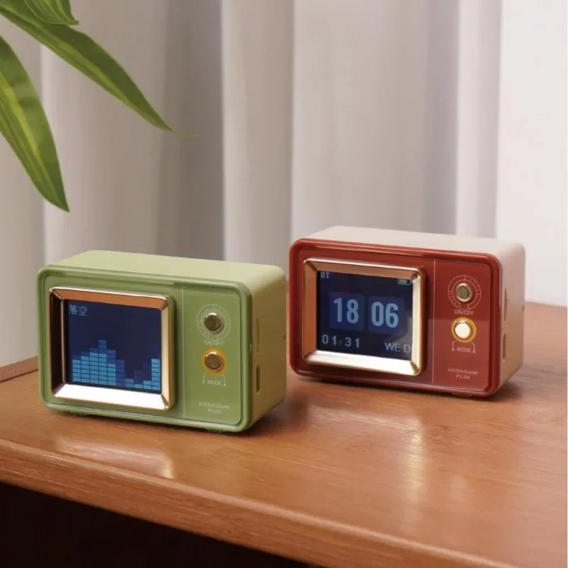 

Retro Smart Screen Projection Creative Bluetooth Speaker Desktop Clock Calendar Floating Dynamic Lyrics Sound System Gift