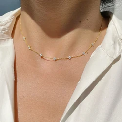 Inlaid Zircon Four-leaf Flower Necklace For Women New Niche Light Luxury Hot Fashion Collares Choker Accessories