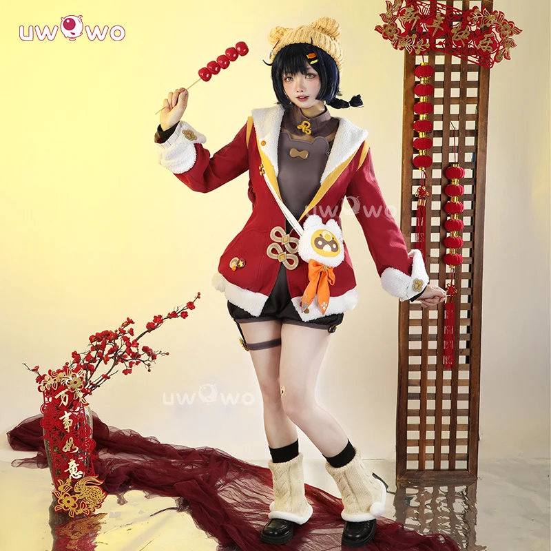 UWOWO Xiangling Cosplay Collab Series: Game Genshin Impact XiangLing New Year's Cheer outfit Lantern Rite Cosplay Costume Bag