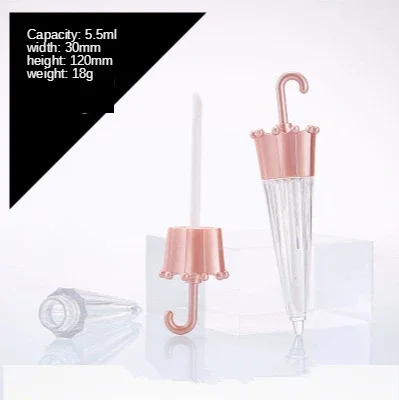 

5.5ML Umbrella Shaped Lip gloss Tube Empty Cosmetic Lip glaze Containers Rose Gold Lipstick Lipgloss Bottles Makeup Accessories