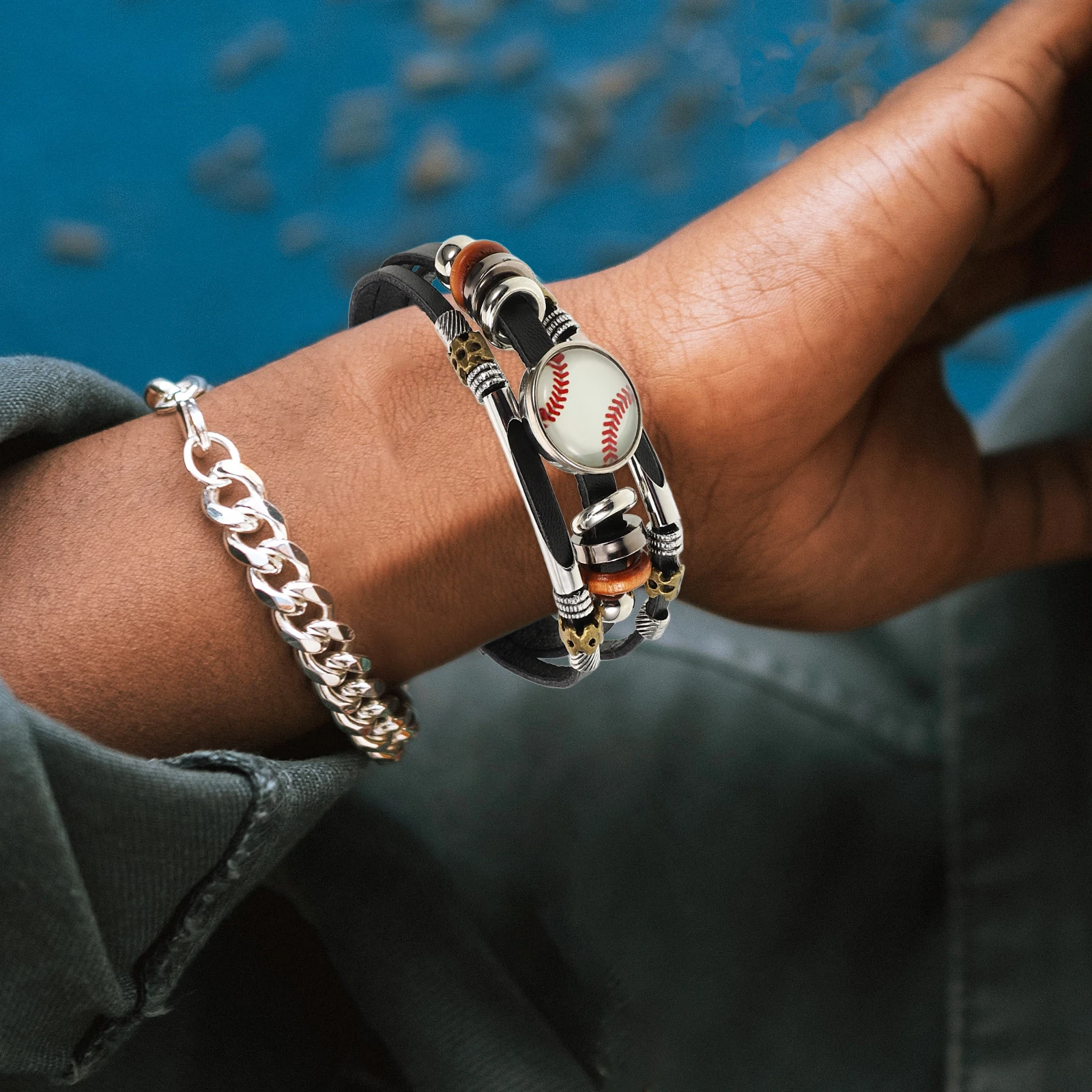 

Stylish Vintage Bracelet -Layer Sports Charm Wristband for Men and Women Retro Fashionable Accessory Ergonomic Design