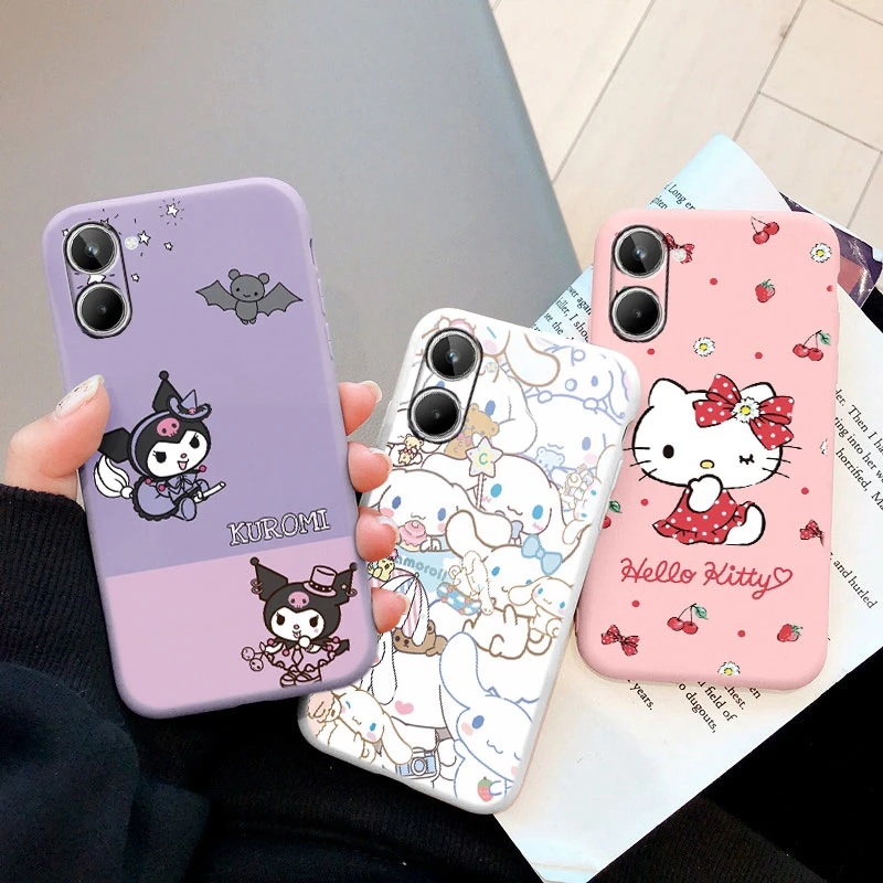 Мультяшная фотография для Realme 10 4G realme10 девушки Противоскользящий силиконовый чехол с рисунком в стиле «Hello Kitty»