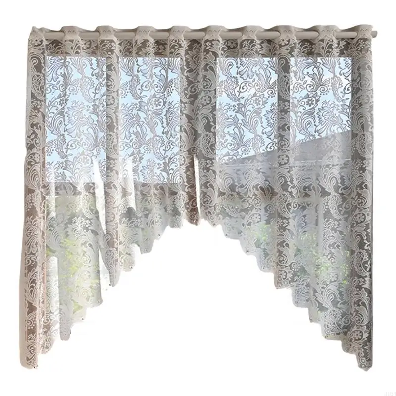 2025 New Half Sheer Lace Cafe Curtain With Romance Designs for Rental Homes