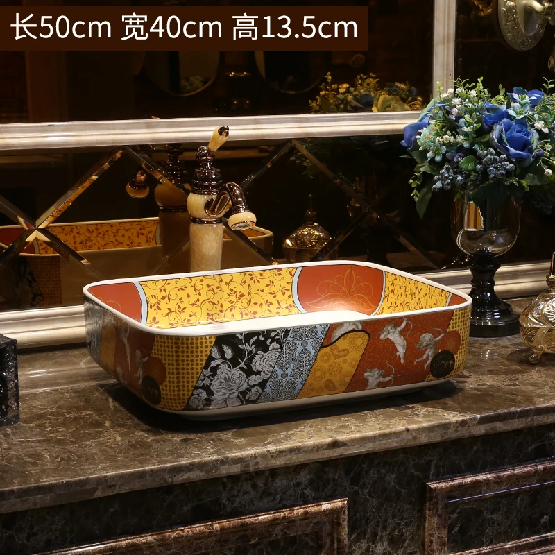 

Rectangular Jingdezhen Bathroom ceramic sink wash basin Porcelain Counter Top Wash Basin Bathroom Sinks hand basin sink