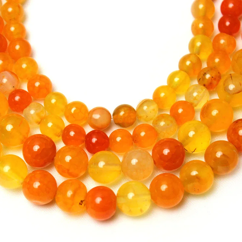 Natural Orange Agates Stone Beads Onyx  Round Loose Spacer Beads For Jewelry Making DIY Bracelets Necklace 15'' 6/8mm Wholesale image 4