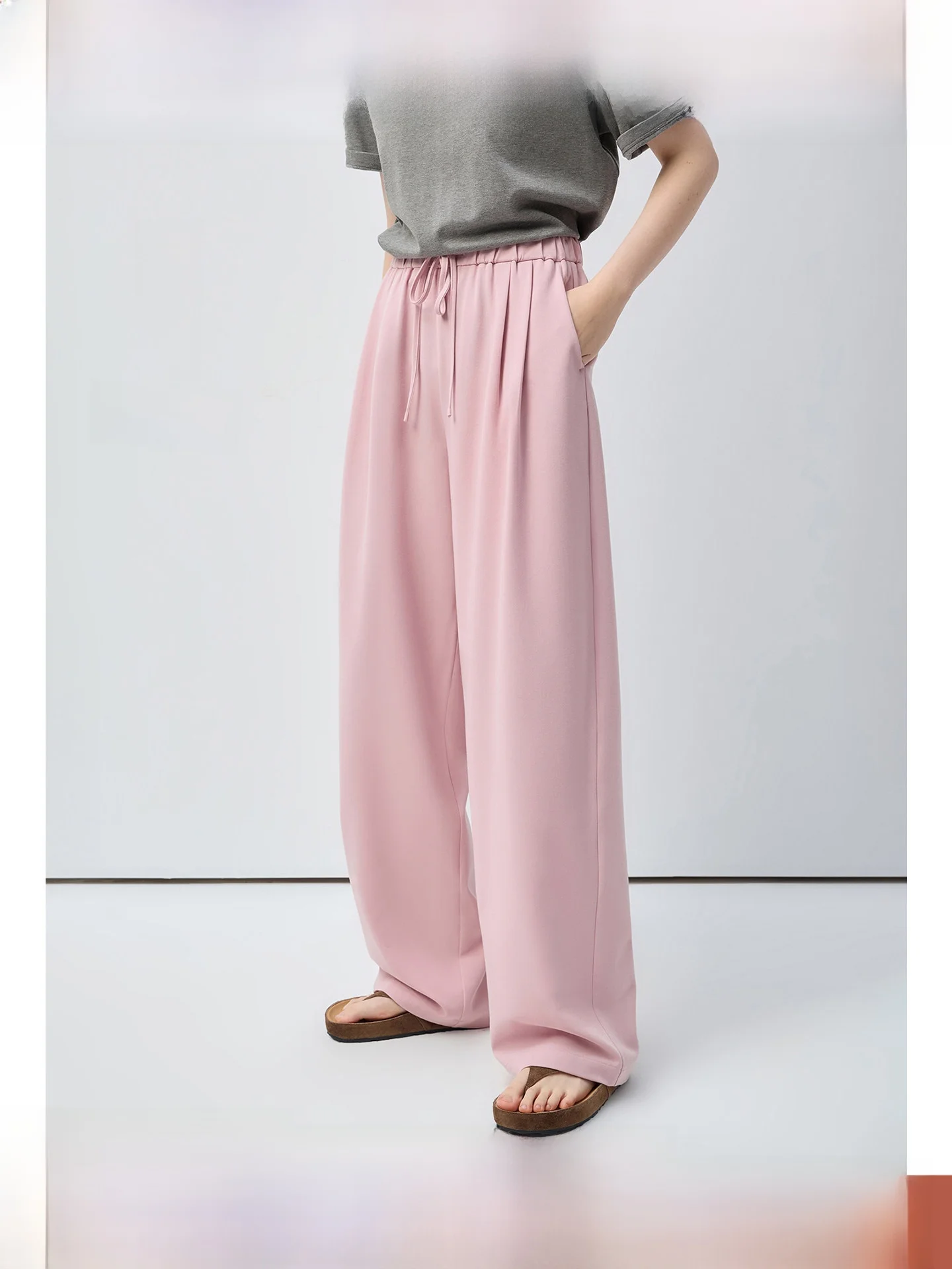 

Брюки женские повседневные Rui больших размеров, прямые, широкие, драпирующиеся, стройнящие, универсальные, весенние, новинка для полных женщин