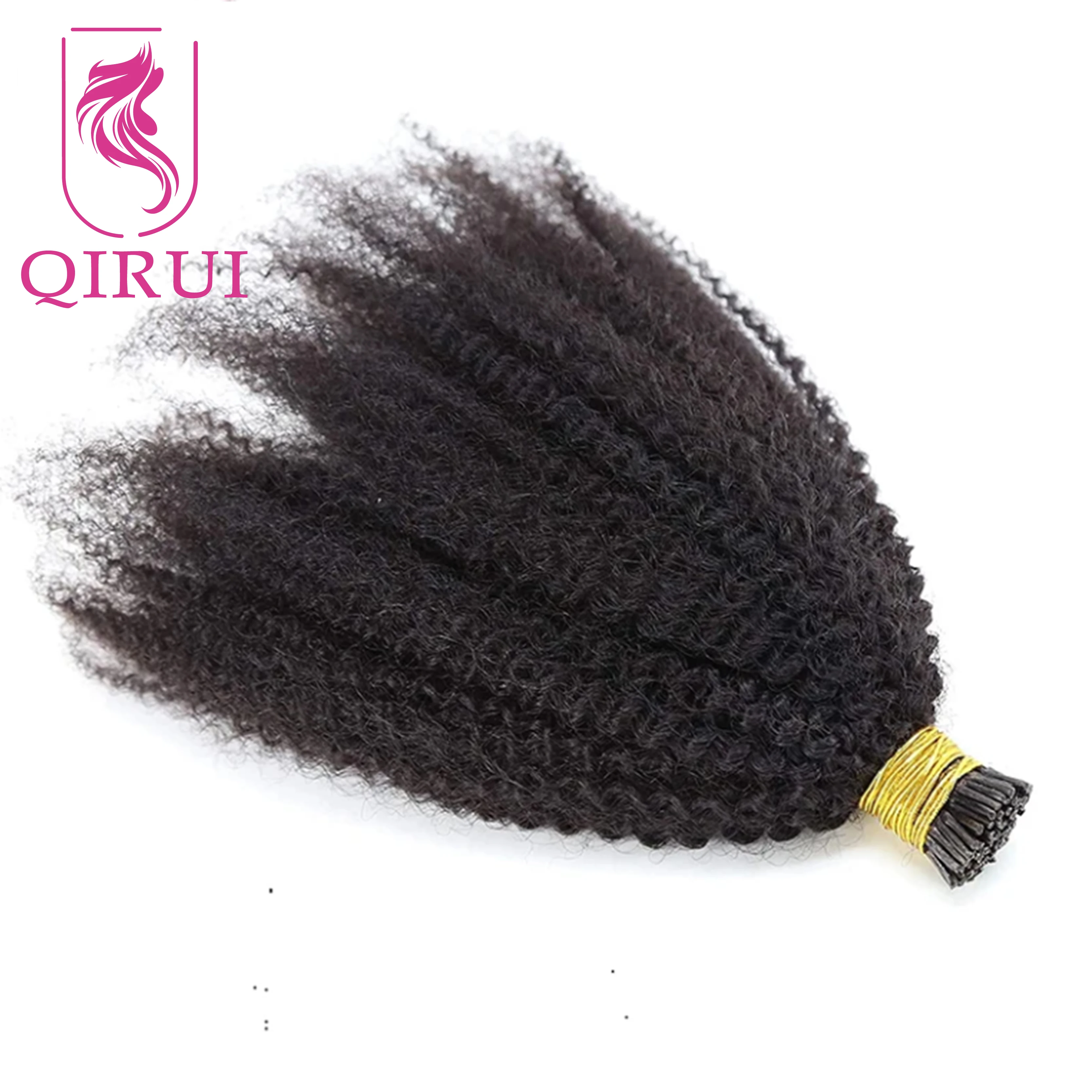 I Tip Human Hair Extensions 4B 4C Afro Kinky Curly Microlinks Hair Afro Curly Virgin Human Hair For Women 100strands/set