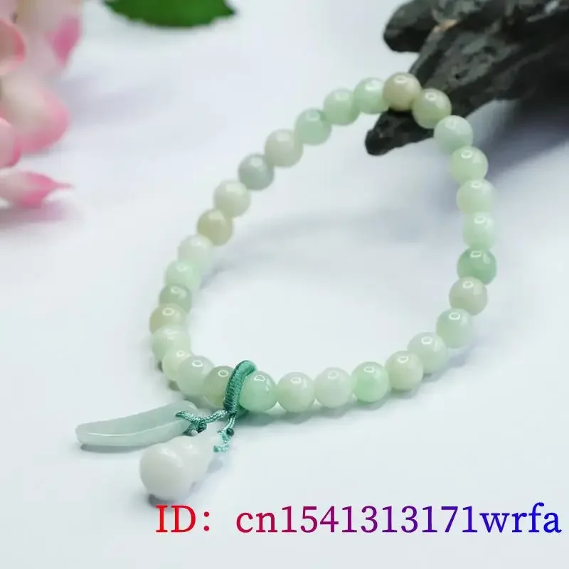 Pulseras de calabaza de Jade Birmano para mujer, brazaletes blancos, cuentas, amuleto de piedras preciosas naturales chinas, regalos reales, joyería Vintage de jadeíta