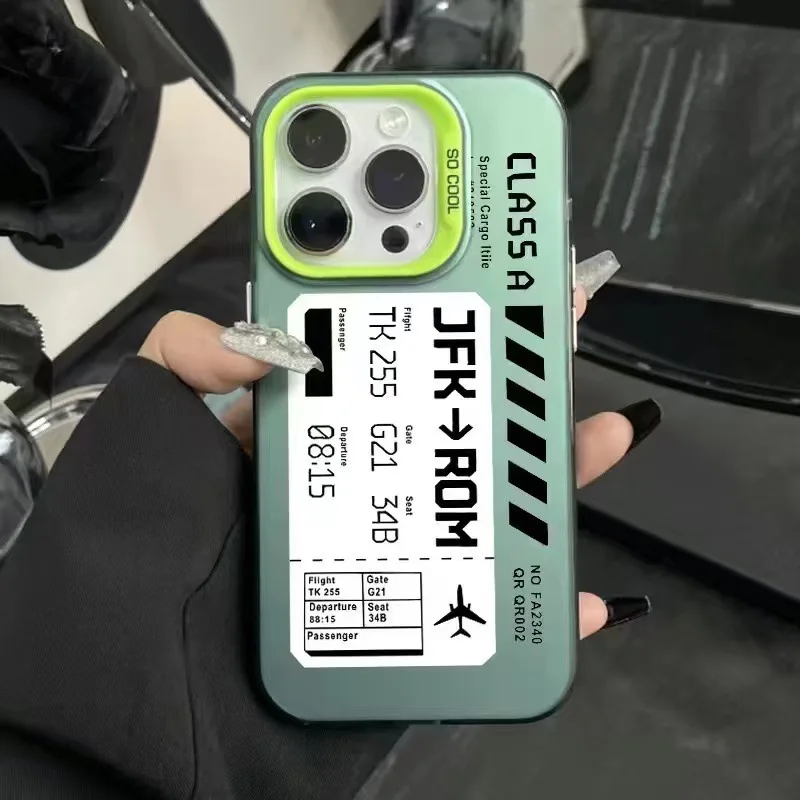 INS Design JFK ROM الصعود تمرير تذكرة جراب هاتف آيفون 16 11 XS X XR 13 12 14 15 برو ماكس 7 8 Plus SE غطاء