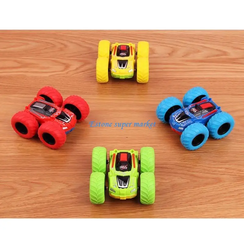 090B Double-Sided Vibration Inertial Car Toy Pull Back Car Big Tire Four-Wheel Drive Toy Car for Boys and Girls Toddlers