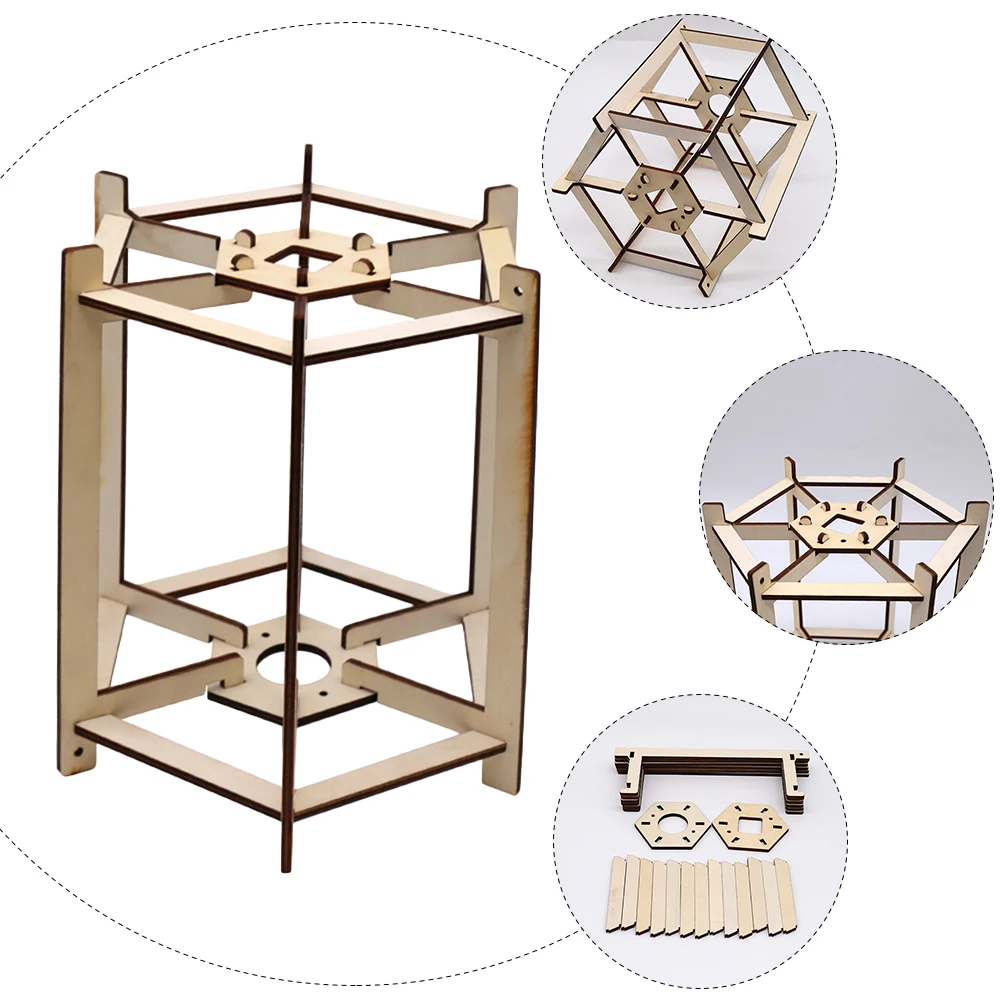 

Wooden Lamp Shade Hexagonal Lantern Frame for DIY Craft Project Vintage Decor Rattan Style Smooth Surface Durable Use
