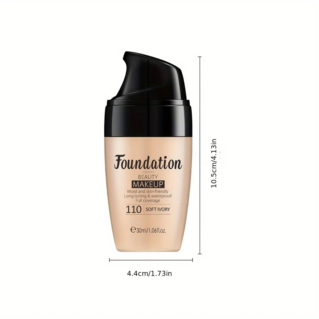 30ml Natural 3-Tone Moisturizing Concealer Full Coverage Pores Dark Circles Ivory Foundation with Easy-Use Pump Head Cosmetics view 6