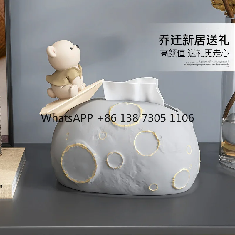 

Cream wind tissue box, living room coffee table paper drawing, simple desktop decoration, creative household napkin paper box