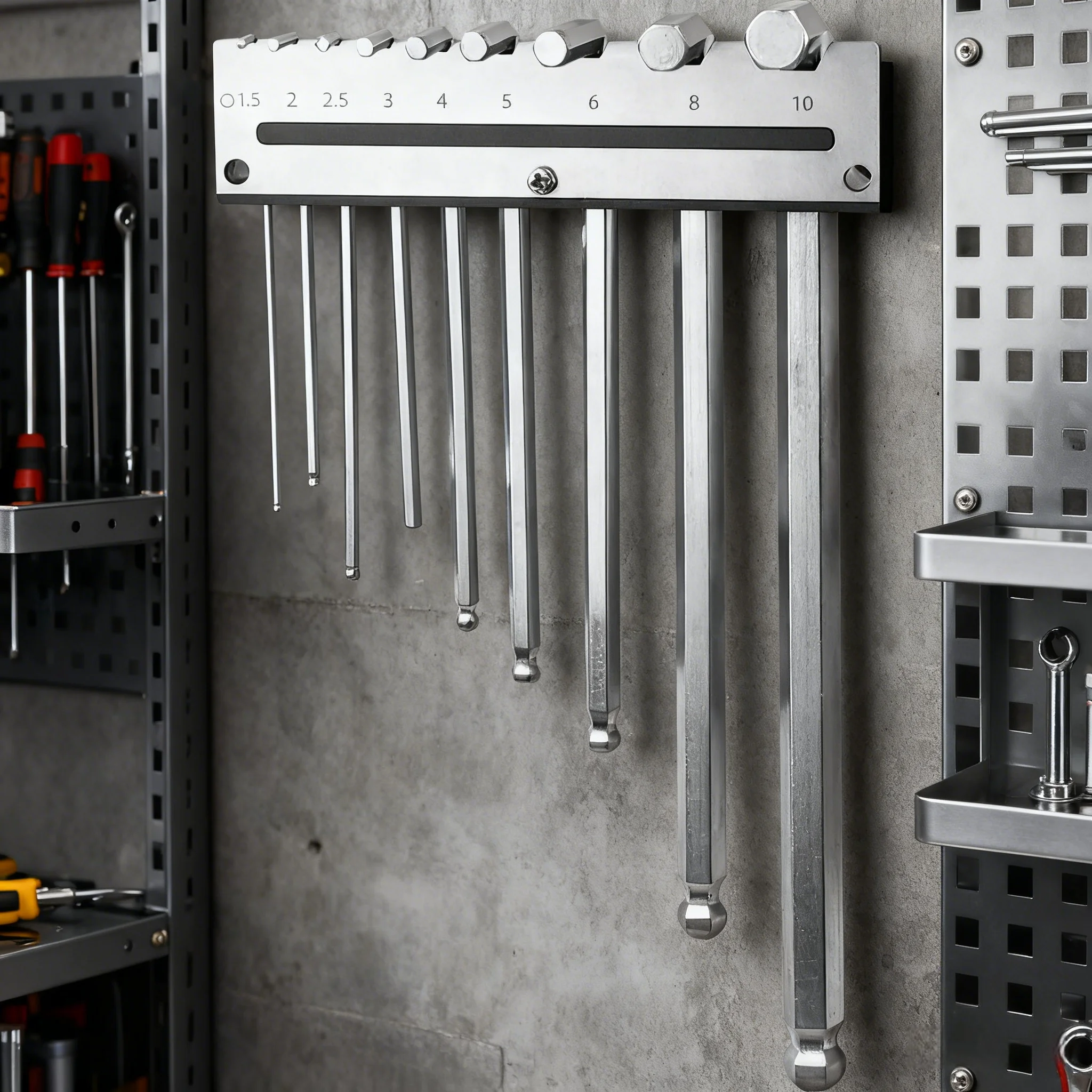 Wall‑Mount 9‑Slot Hex Key Orga - đánh giá và giá Workshop Tools Types