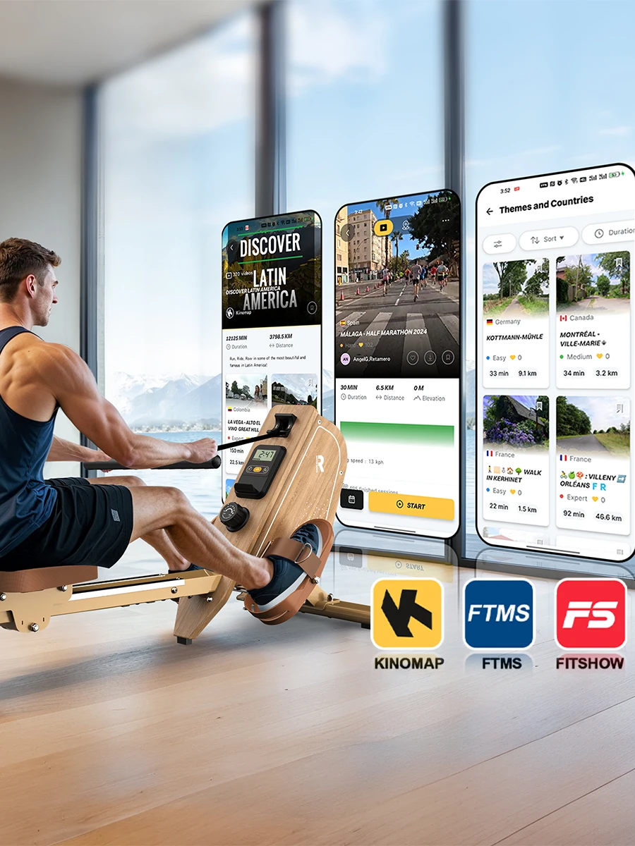 Mettlematic Rudergerät für den Heimgebrauch, magnetische Rudergerät mit Bluetooth-Monitor, 16 Widerstandsstufen, 150 kg Tragkraft