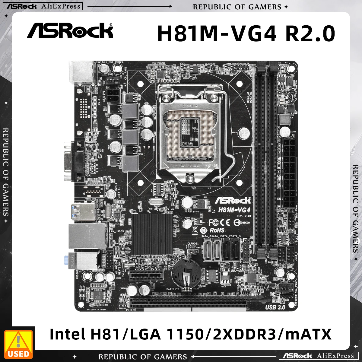 ASRock H81M-VG4 R2.0 Motherboard Support i5-4670K 4690K i7-4770K 4790K E3-1286 v3 CPU DDR3 1600MHz 16GB LGA1150 H81 Mainboard