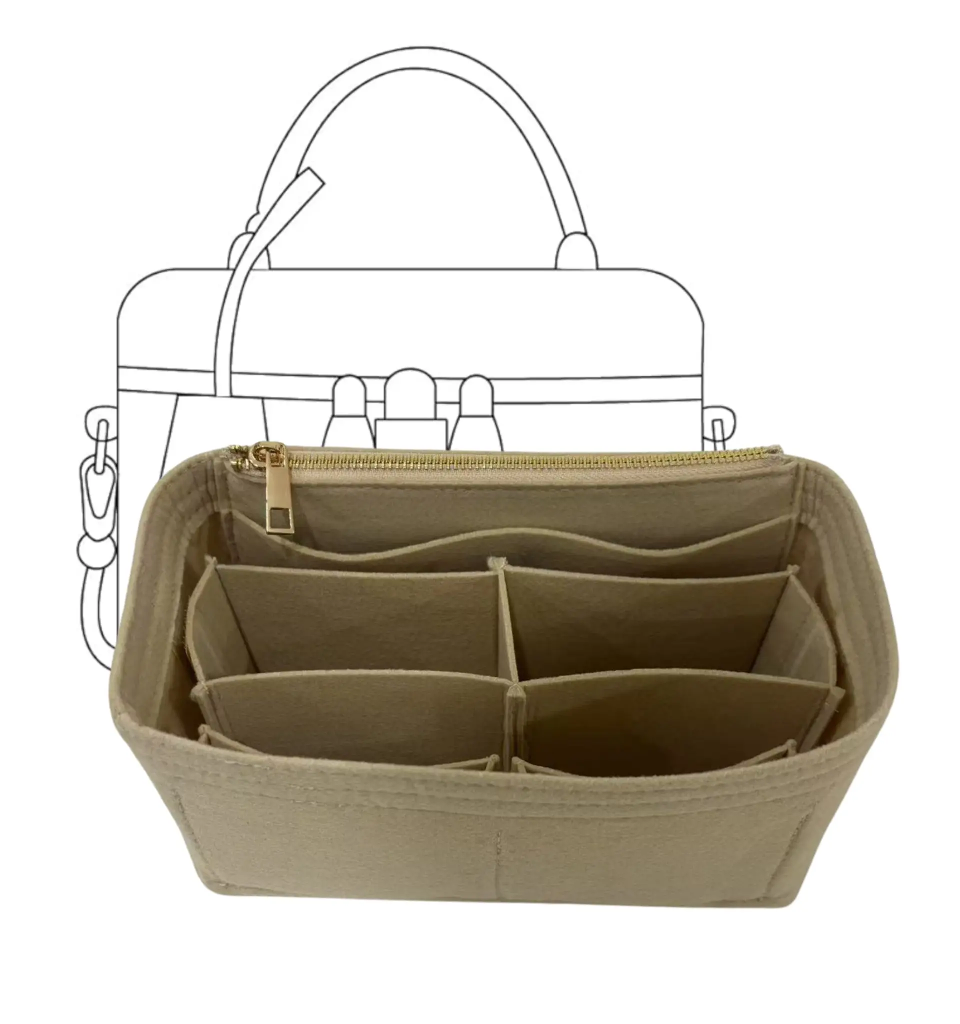 منظم المحفظة إدراج الغرور لطيف، Nice bb، Vanity PM منظم إدراج أكياس منظم حقيبة يد ماكياج تنظيم شكل قاعدة محمول