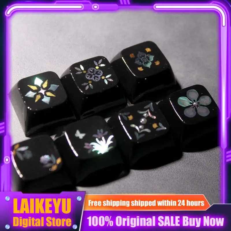 Mother Of Pearl Flower Themed Keycapsmechanical Keyboard With Cross Axispc Gaming Keyboard Collectible Giftscustomized Keycaps