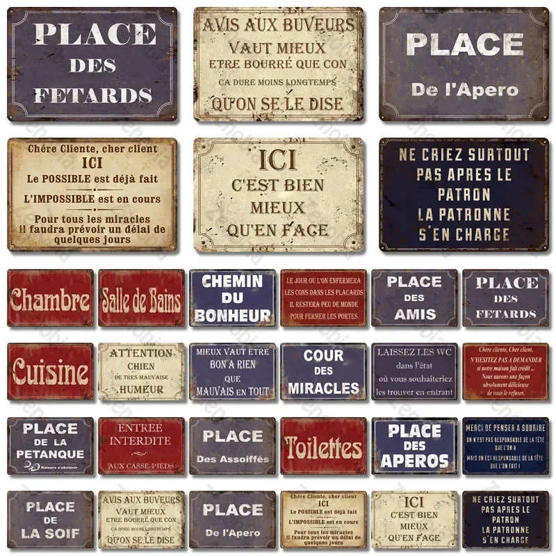 Platz des Aperos Plakette Metal Vintage French Retro Metal Zinn Zeichen Bar Pub Club Wand decoration Eisen Malerei Plate