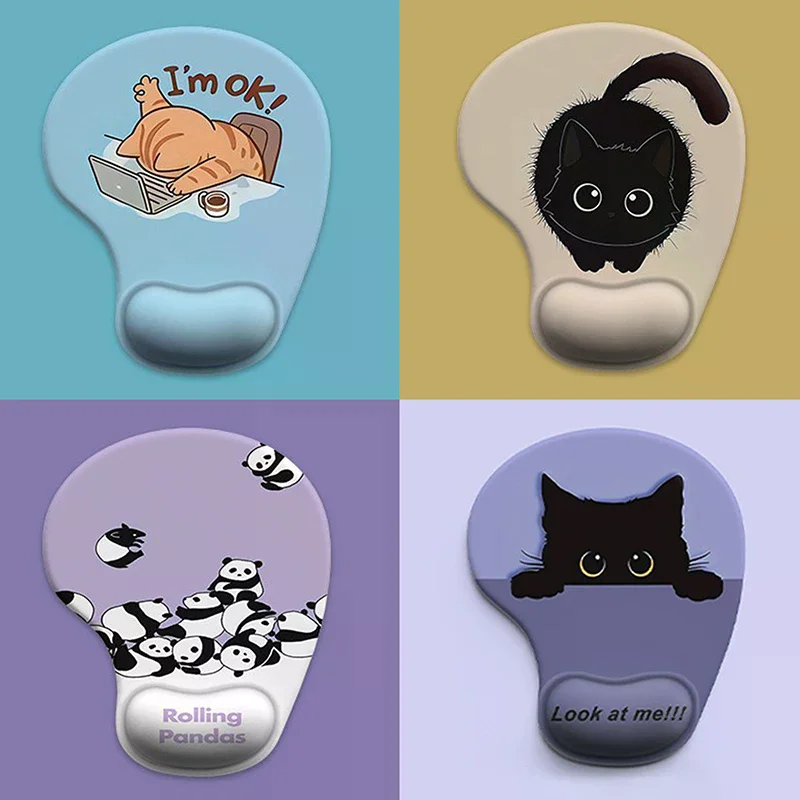 1pc New Cartoon Animal Silicone Wrist Pad Mouse Rest Desk Mat Mouse Pad Stain-resistant Computer Accessories
