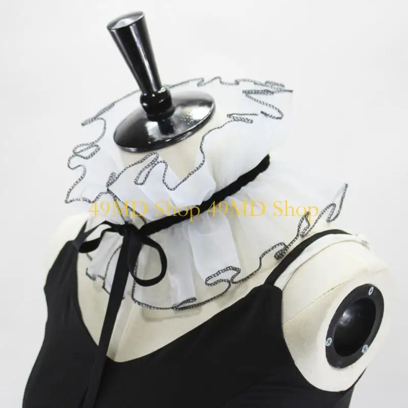 49MD Women Ruffled Collar Perfect For Cosplay, Stage Performances, And Costume Parties Halloween Photo Props