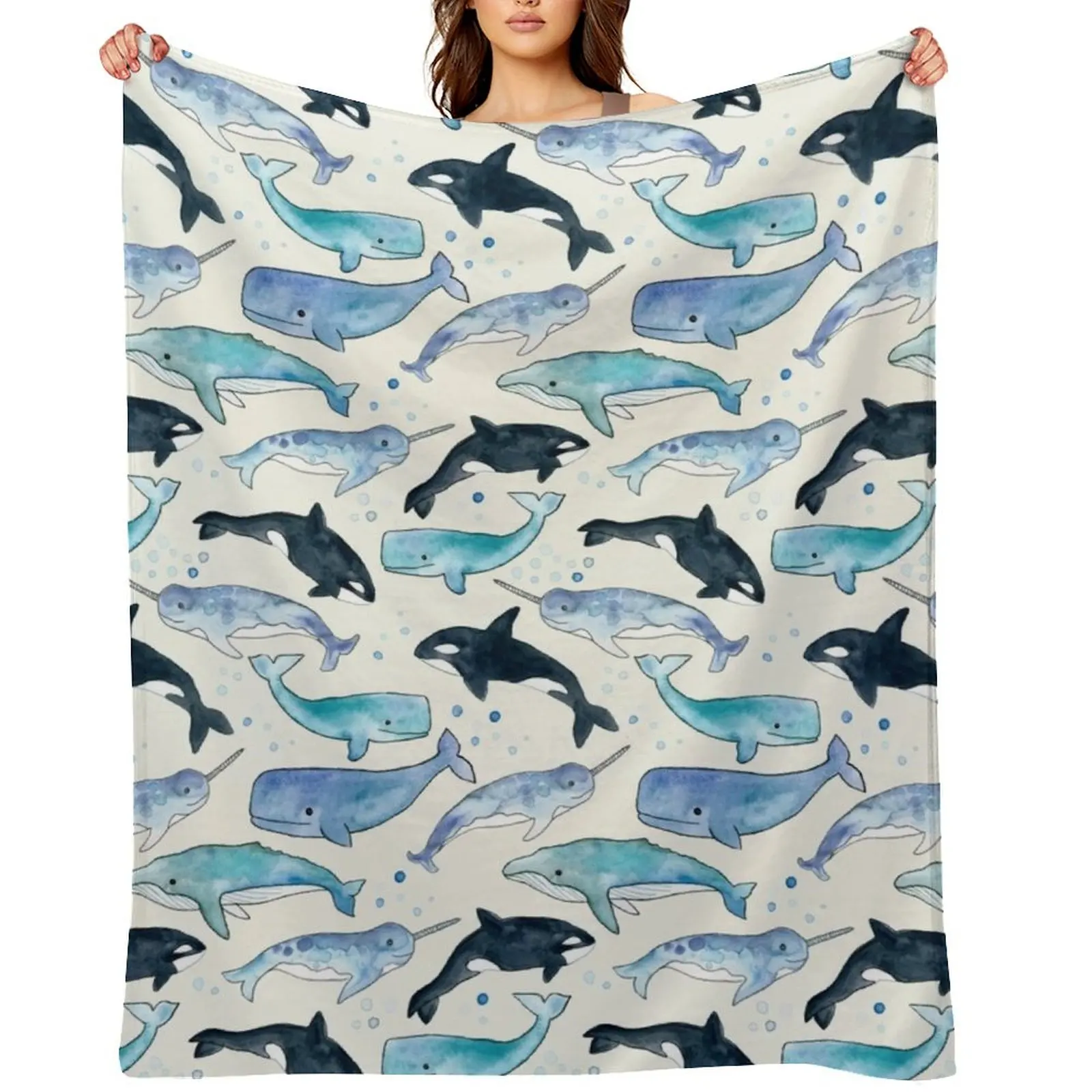 

Whales, Orcas & Narwhals Throw Blanket Bed linens valentine gift ideas Hair heavy to sleep Blankets