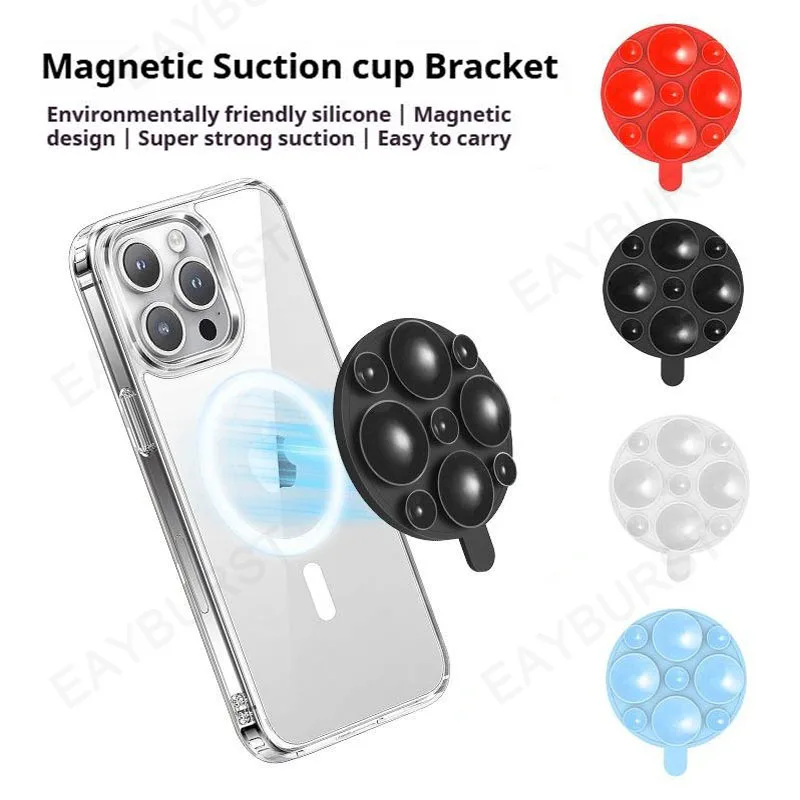 

Магнитный силиконовый держатель для телефона на присоске для Magsafe iPhone 16, 15, 14, 13, 12, серии, селфи видео, безопасная подставка для телефона Mac