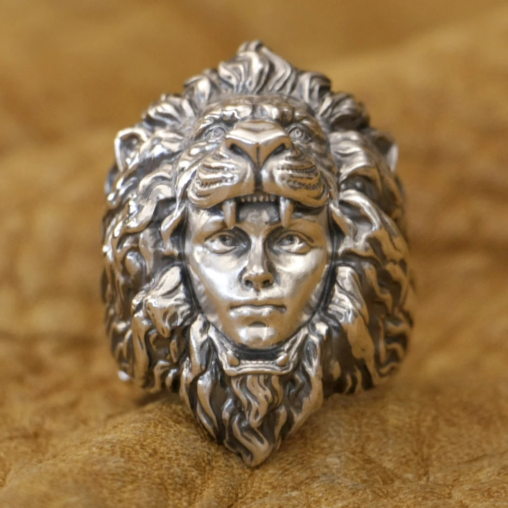 

Кольцо из стерлингового серебра 925 пробы с изображением льва в стиле панк, модель TK349, открытый размер US 8~15 BZ