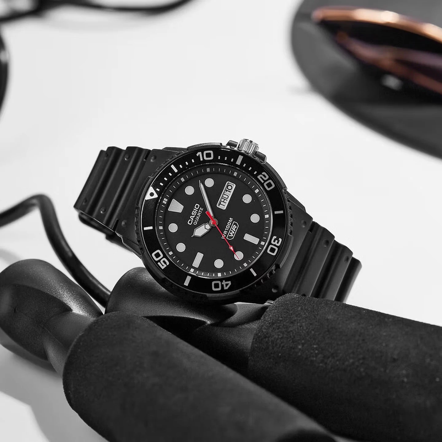 Casio MRW‑230H Series | Men Analog Watch | 100M WR | Rotating Bezel | Day & Date | Resin Band | Sport Wrist Watch