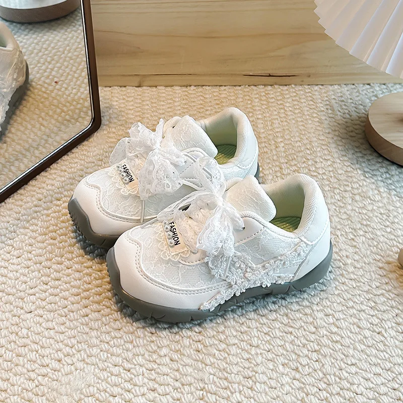 Mumoresip Kids Casual Shoes Princess Style Soft Sole Girls Sneakers Round Toes Non-slip 2026 Brand New Children Tennis Shoes